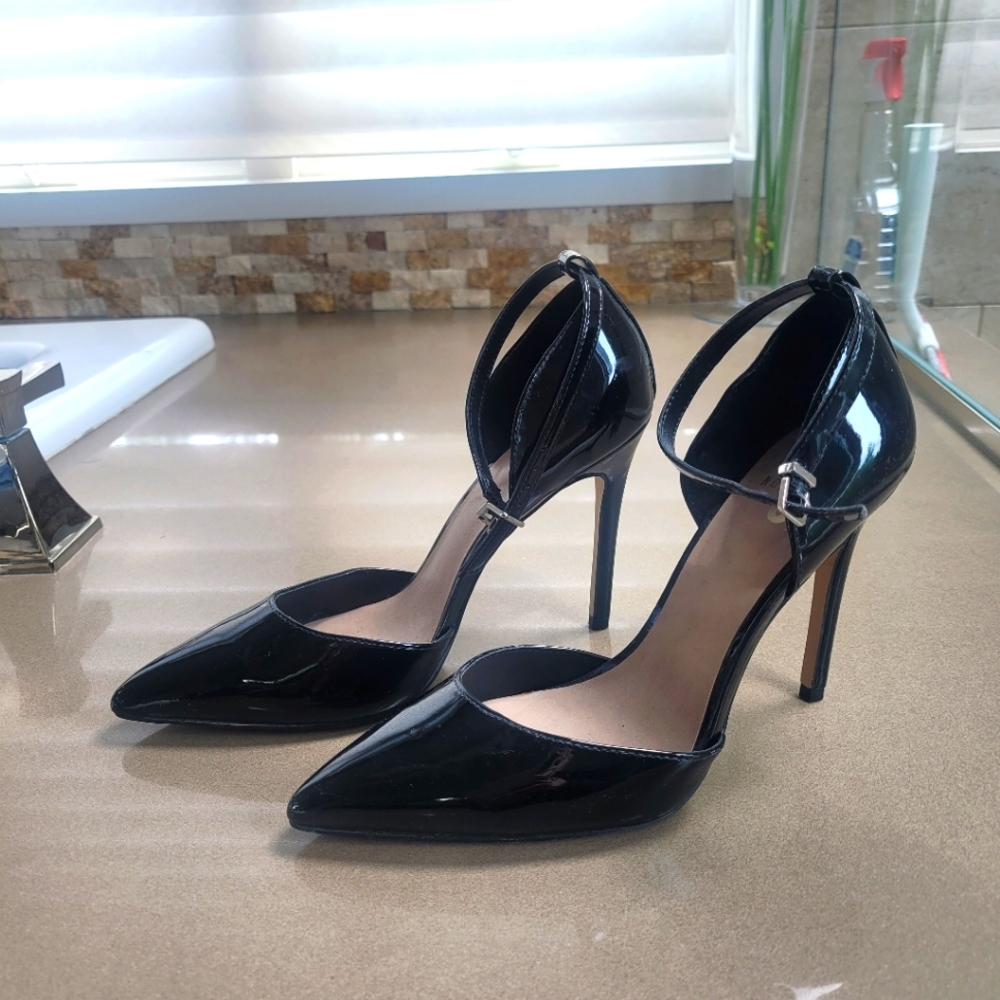 Mix No 6 faux patent black heels